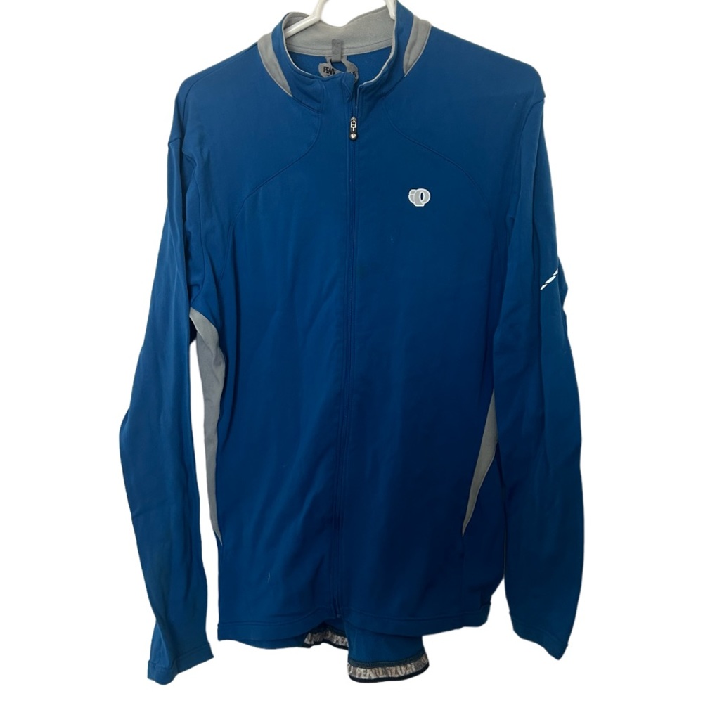 Pearl Izumi Full-Zip Long Sleeve Shirt Jersey Sweatshirt Sz XL Blue Stretch Warm